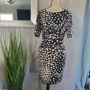 Adrianna Papell Black and Cream Polka Dot Dress